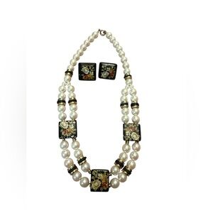 Japan-Elegant Pearl and Floral Jewelry Set in Exquisite style.